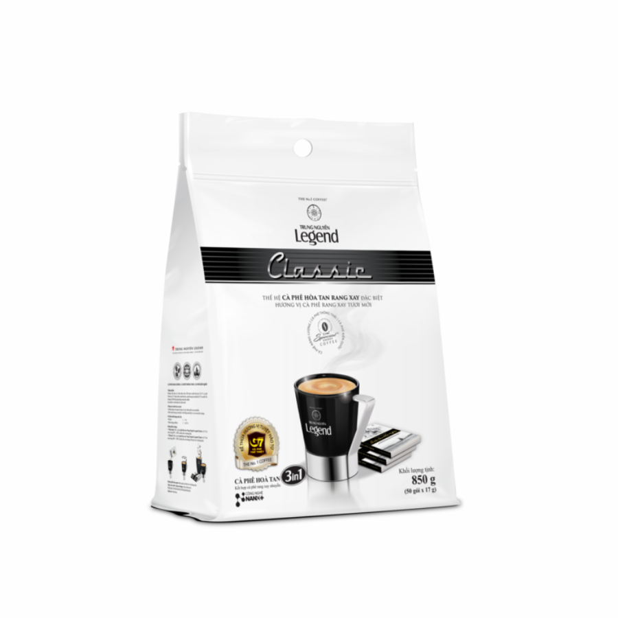 Trung Nguyen Legend Classic Premium 3-in-1 Instant Coffee – 50 Sachets (850g) | Rich Vietnamese Coffee Blend
